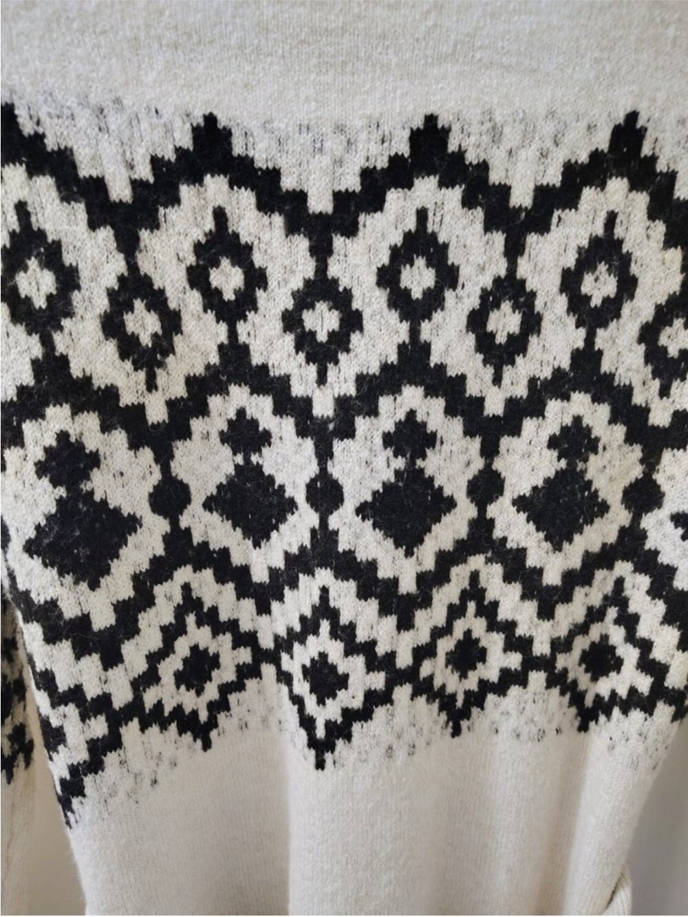 Lucky Brand Cream and Black Fair Isle Belted Knit Cardigan Dress - Picture 4 of 8